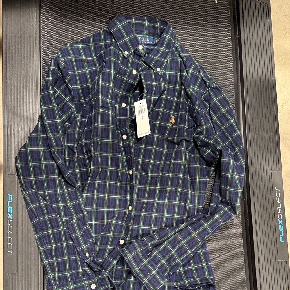 Polo by Ralph Lauren Men's Navy and Green Check Shirt